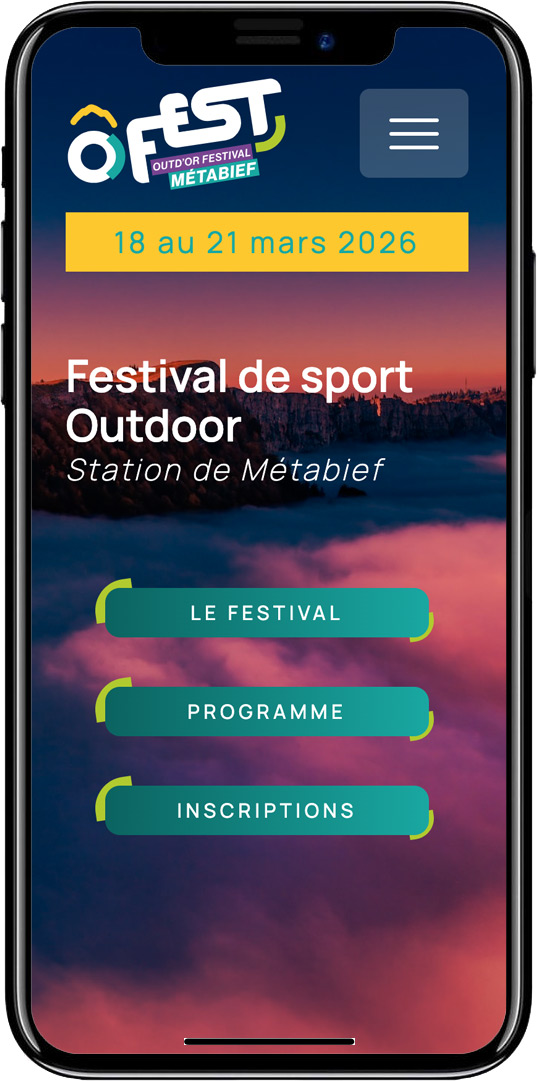 Développement site internet événementiel du festival des sports Outdoor Ofest à Métabief